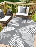 Outdoor Rug 8x10 Waterproof Reversible Patio Rug - Durable Palm Leaf