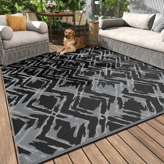 MontVoo Outdoor Rug 8x10 Waterproof Mat for Patio and Camping