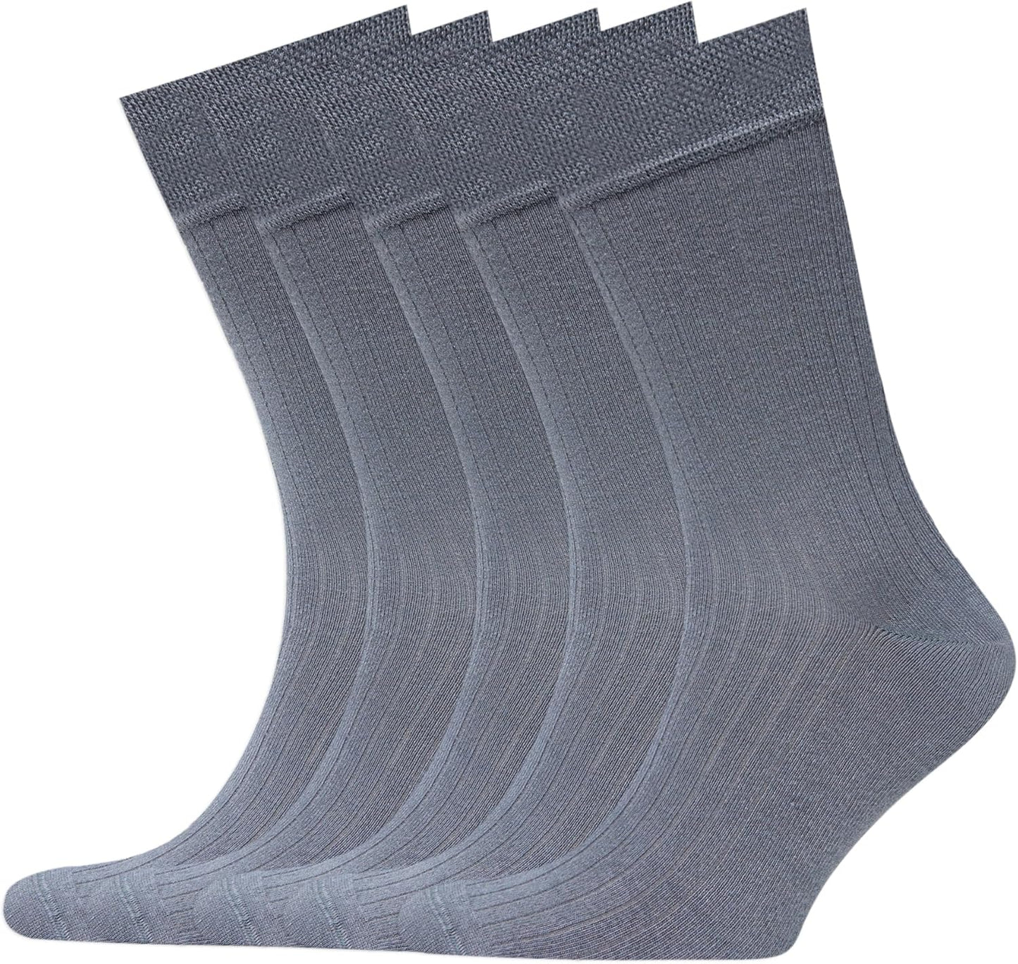 VRD Mens Dress Socks 5-Pack Bamboo Rayon Mid-Calf Crew Socks