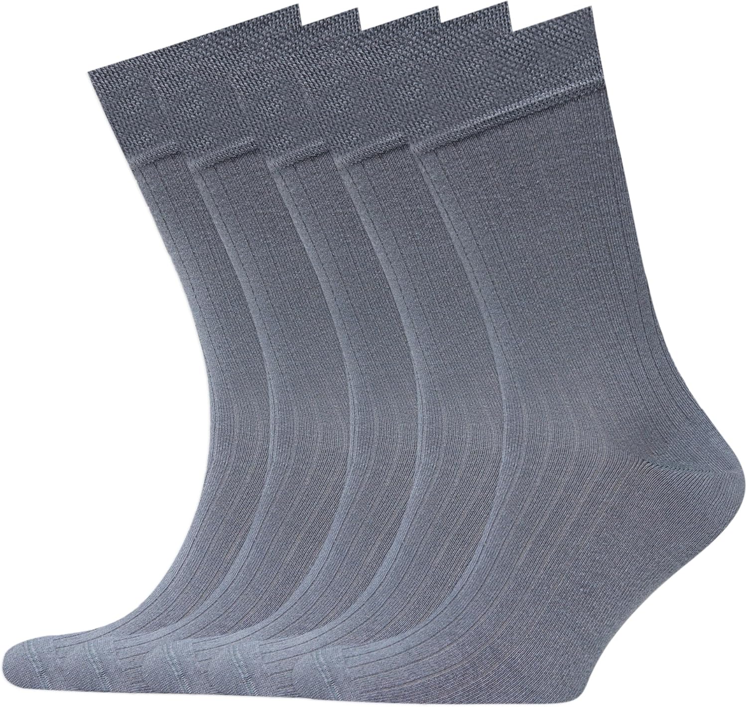 VRD Mens Dress Socks 5-Pack Bamboo Rayon Mid-Calf Crew Socks