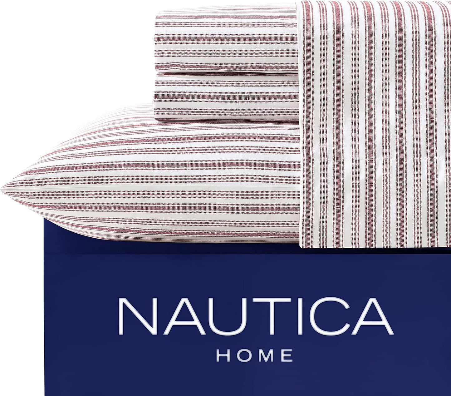 Nautica Full Sheet Set in Coleridge Red - Crisp Cotton Percale