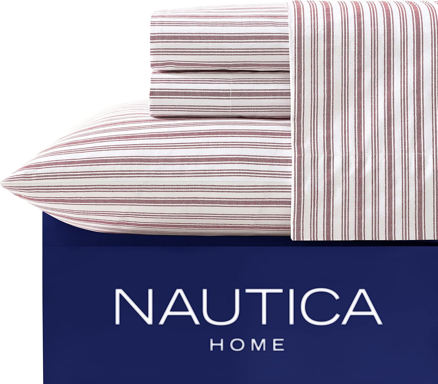 Nautica Full Sheet Set in Coleridge Red - Crisp Cotton Percale