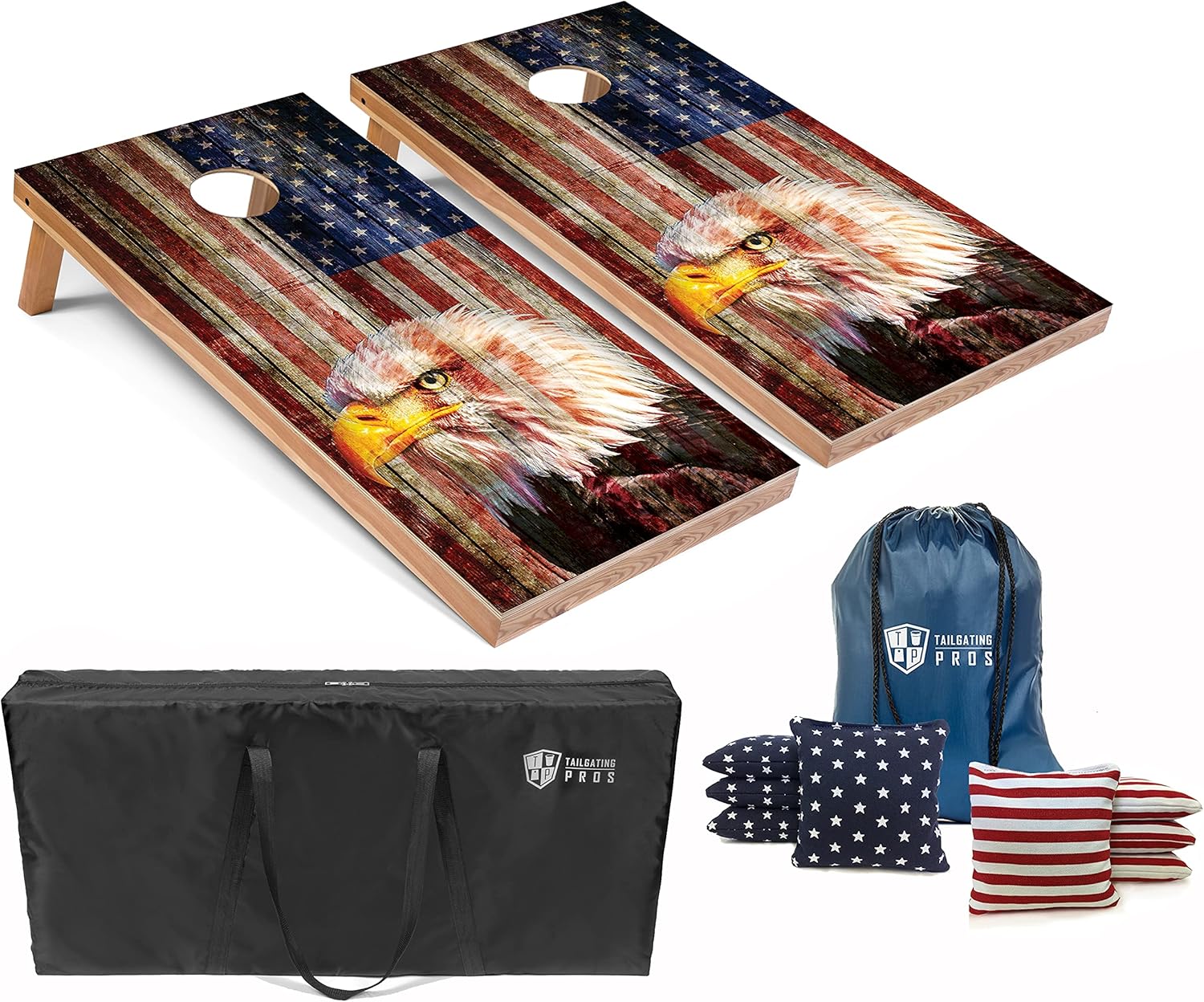 Tailgating Pros Cornhole Board Set with LED Lights and Carrying Case