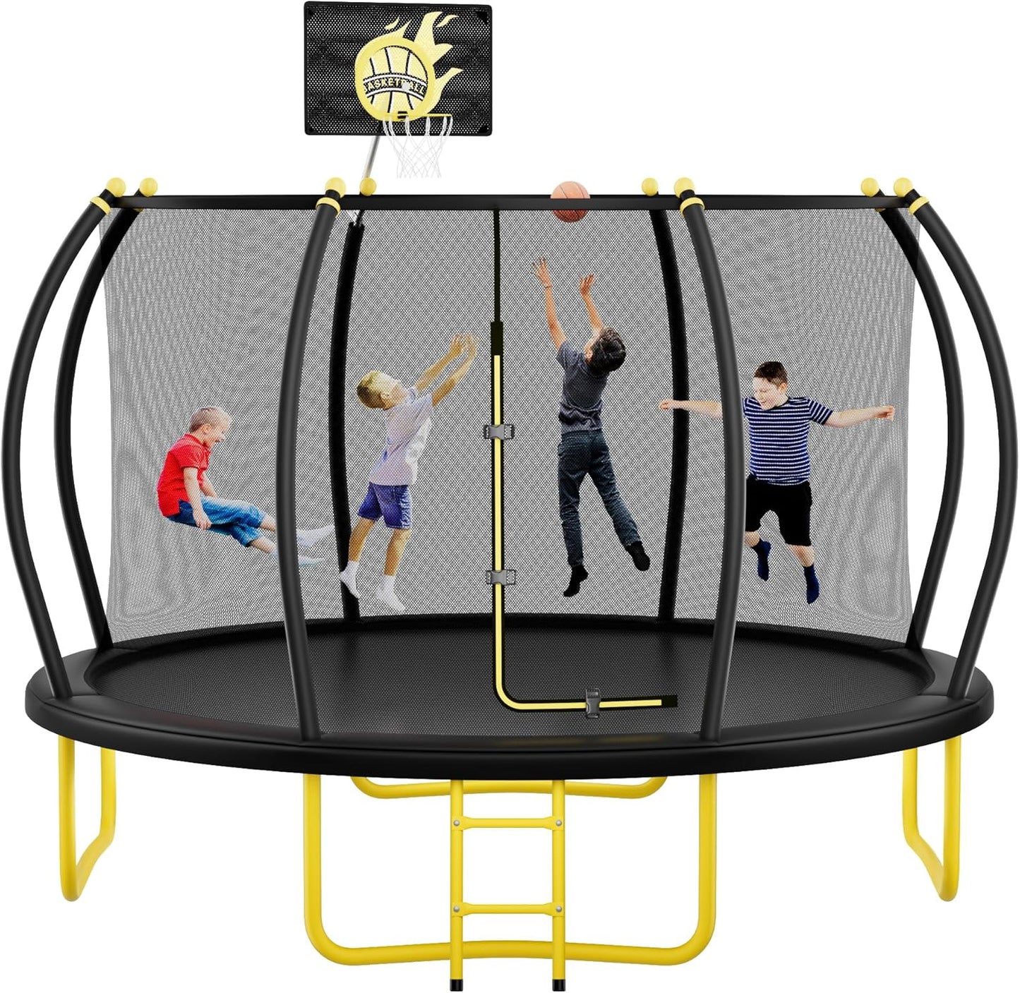 10FT 12FT 14FT Round Trampoline with Basketball Hoop for Fun