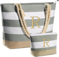 Beach Bags for Women Canvas Travel Tote with Personalized Initials