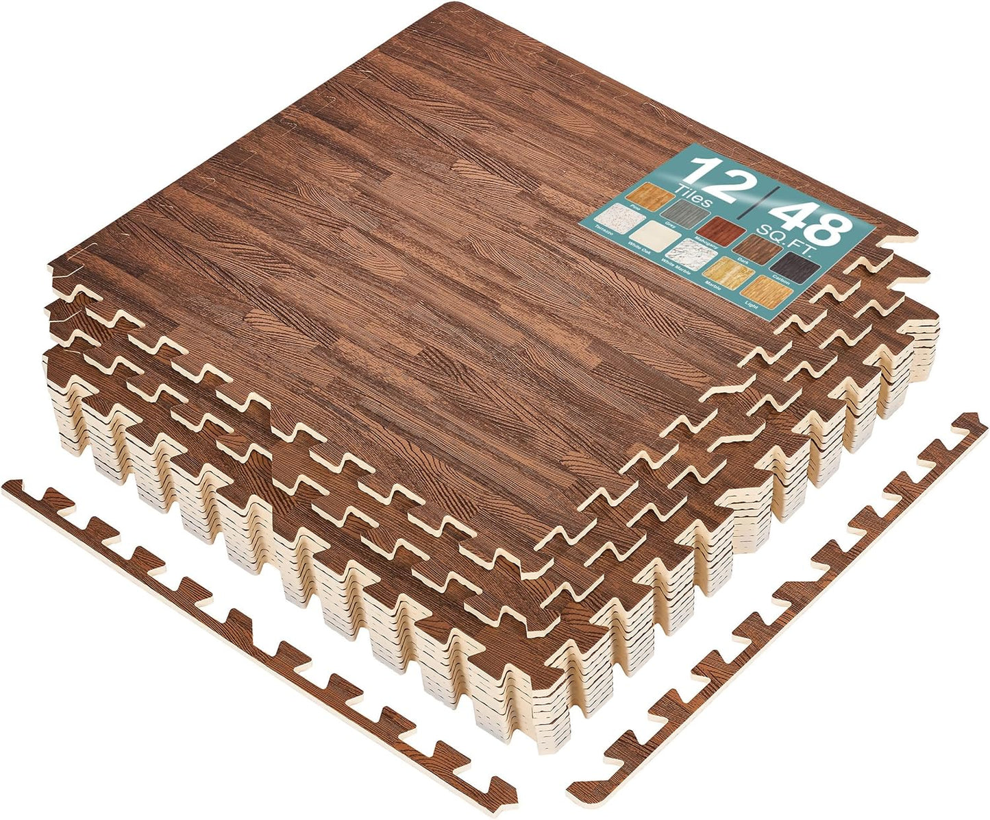 Sorbus Wood Grain Floor Tiles Foam Mat for Home and Business