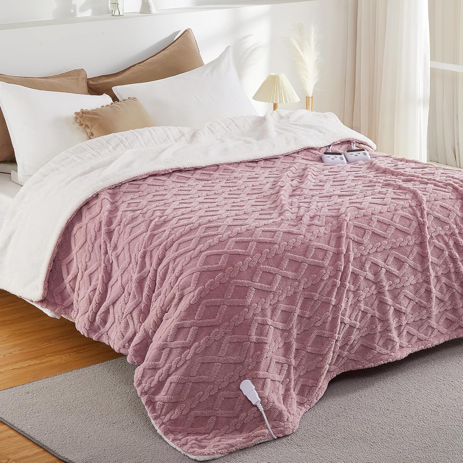 CAROMIO Electric Blanket King Size with Dual Control Features