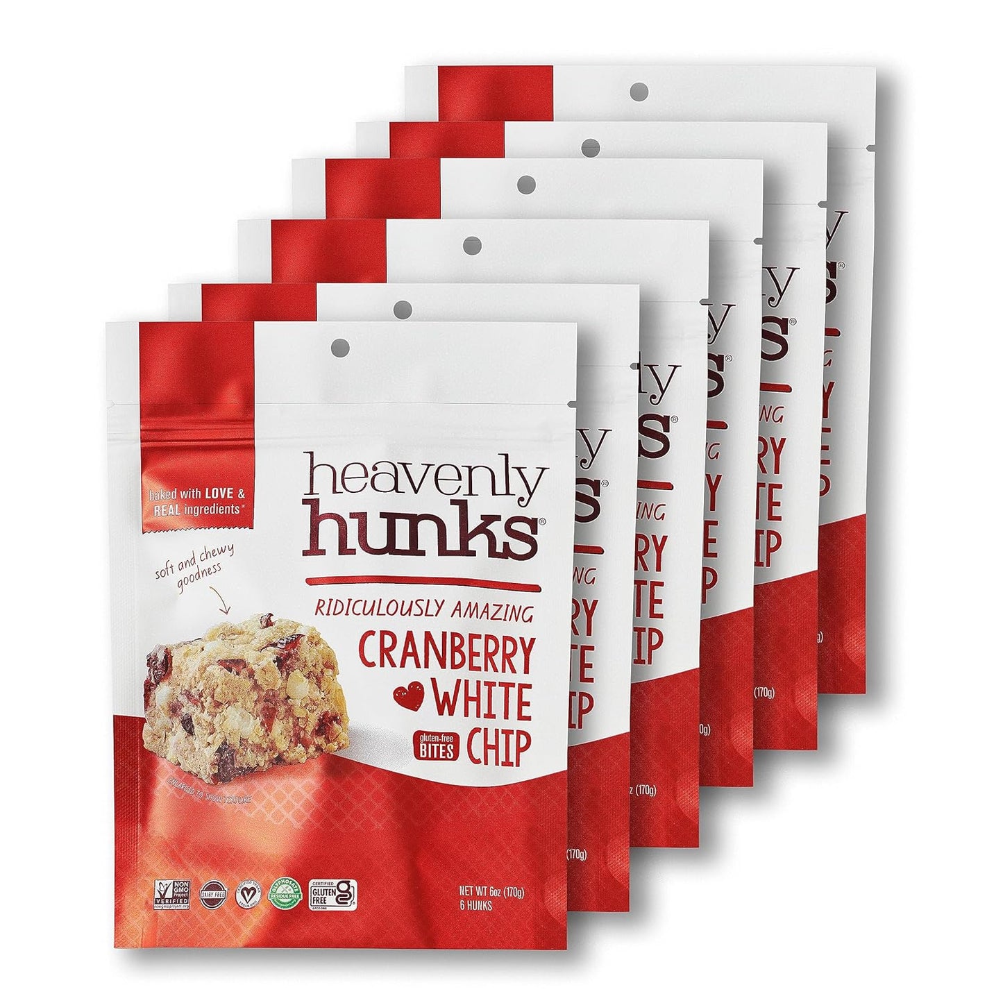 Heavenly Hunks Cranberry White Chip Cookies - 6oz Pack of 6