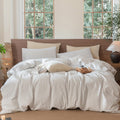 MooMee Striped Duvet Cover Set Super King - Washed Cotton Resort Feel