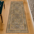 Non Slip 2x7 Gold Brown Hallway Runner - Vintage Floral Runner
