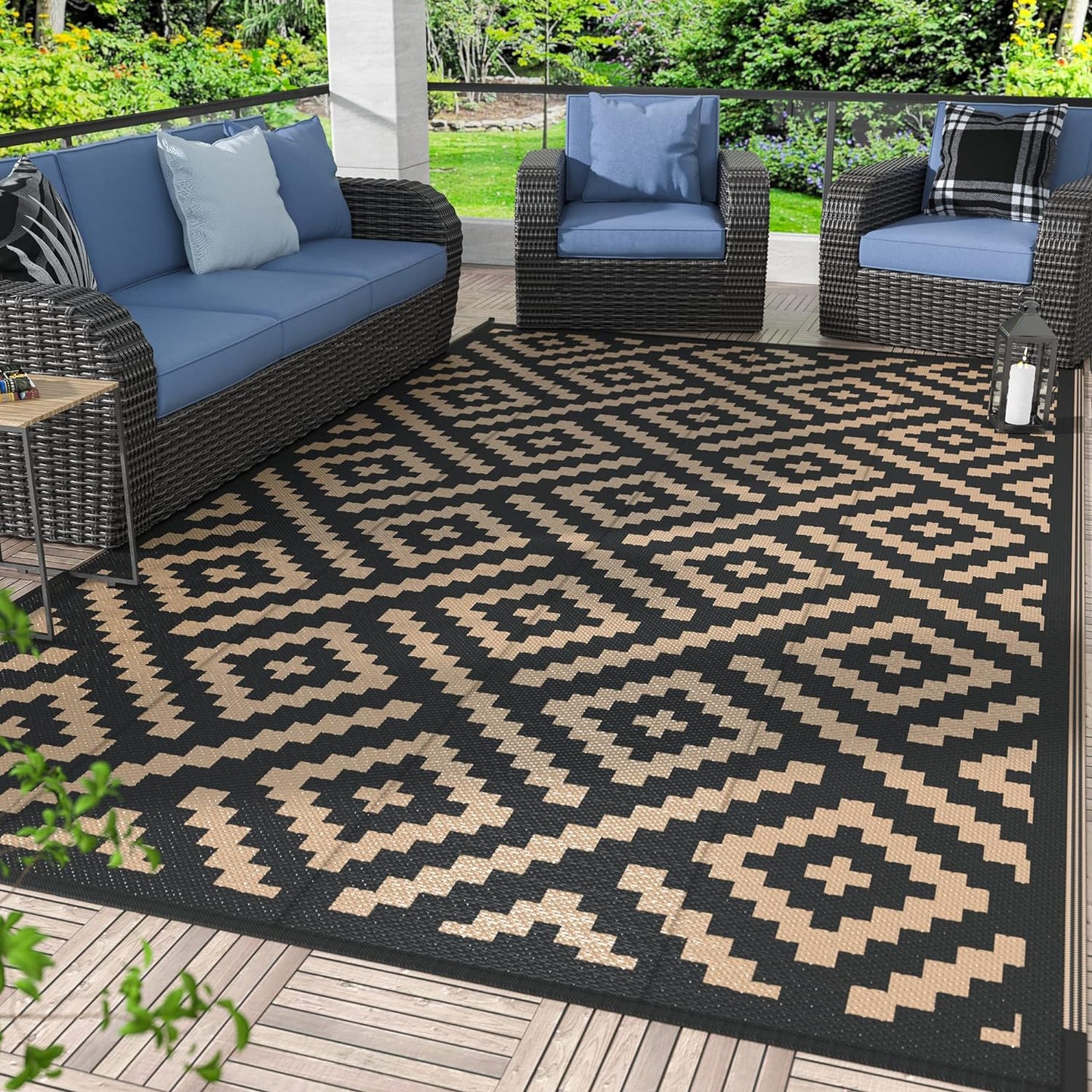 GENIMO 5x8 Outdoor Rug Waterproof for Patio and Camping Use