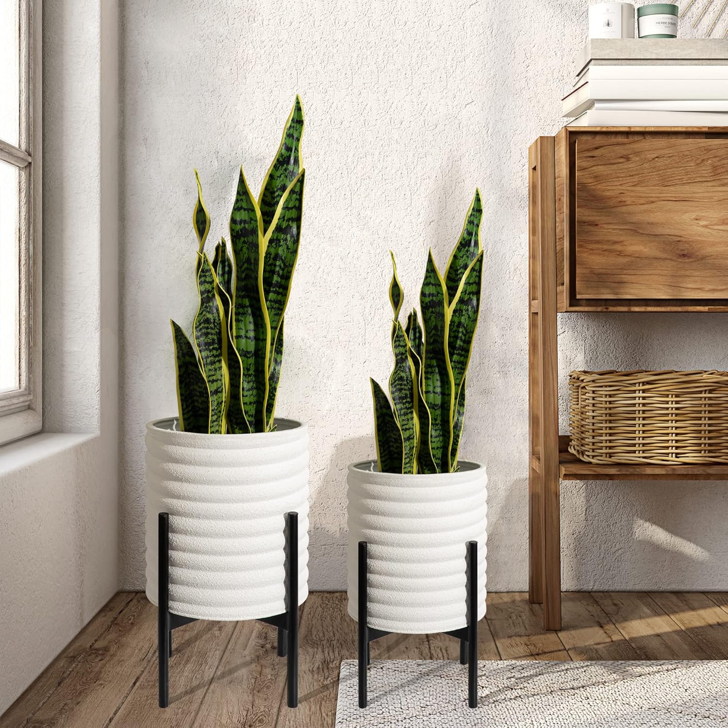 Oakrain Indoor Planter Pots with Stand Set of 2 8ft 10in