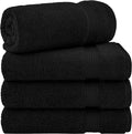 Turkish Bath 4 Piece Extra Large Black Cotton Towels - Soft 600 GSM
