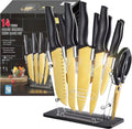 Marco Almond Gold Knife Set With Block KYA23 - 14-Piece Golden