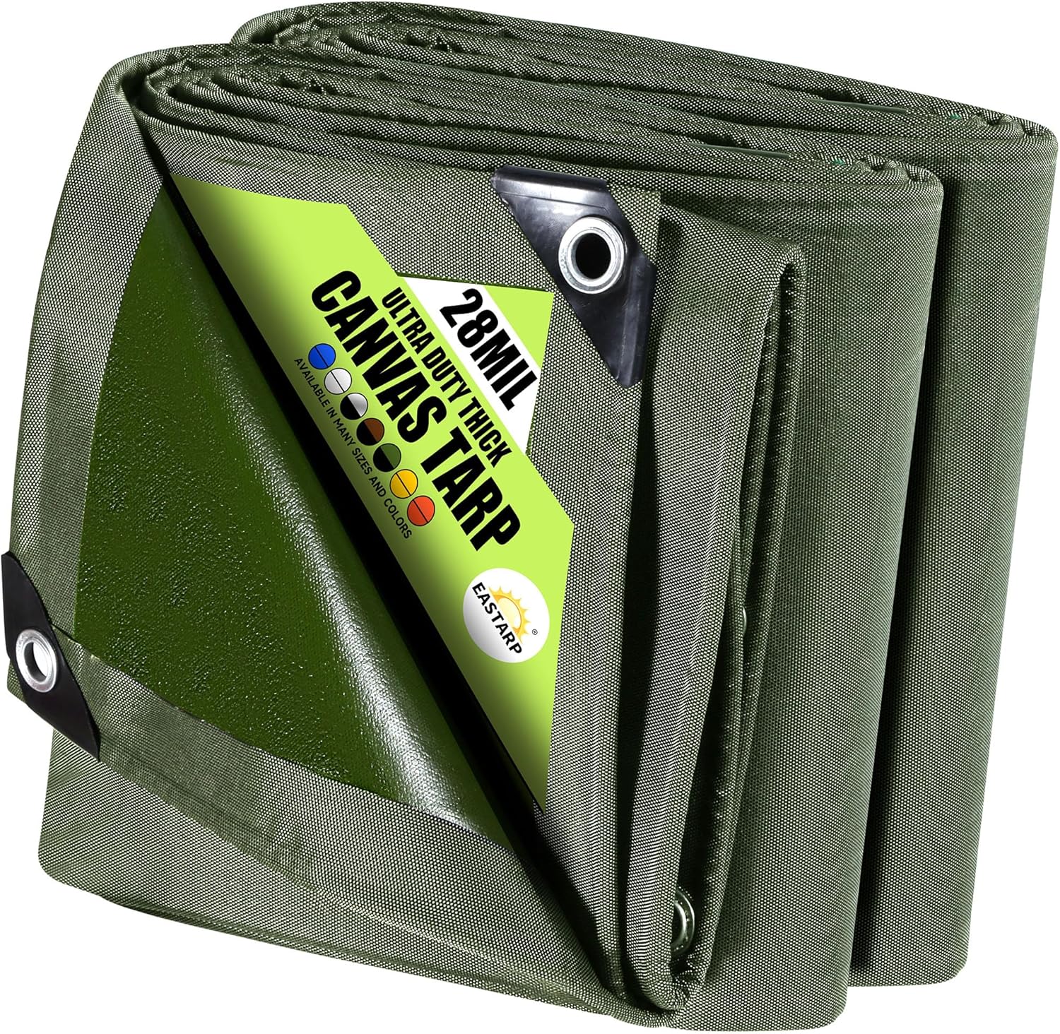12x12 FT Green Ultra-Heavy Duty Tear-Resistant Canvas Tarpaulin