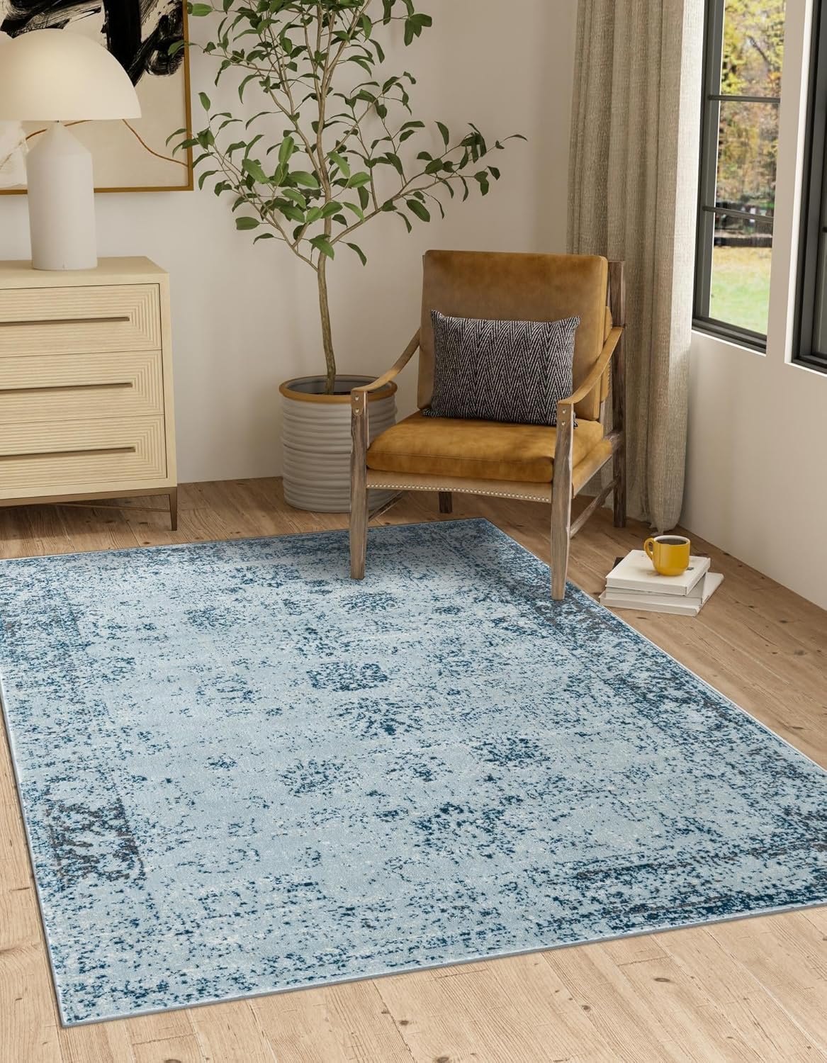 Unique Loom Sofia Collection Area Rug & Pad Bundle for Comfort