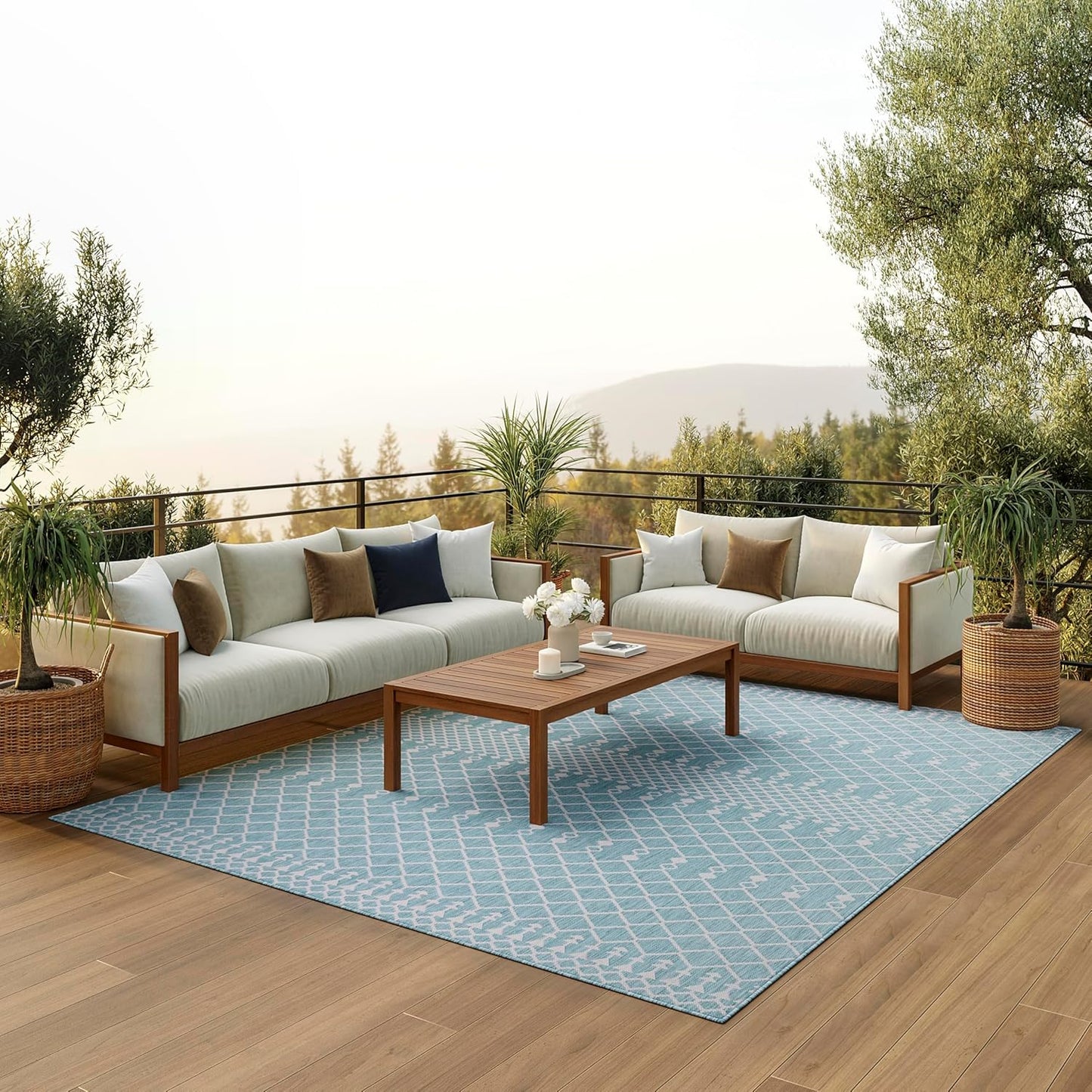 Nourison Home Positano Indoor/Outdoor Aqua 8ft x 10ft Area Rug Review