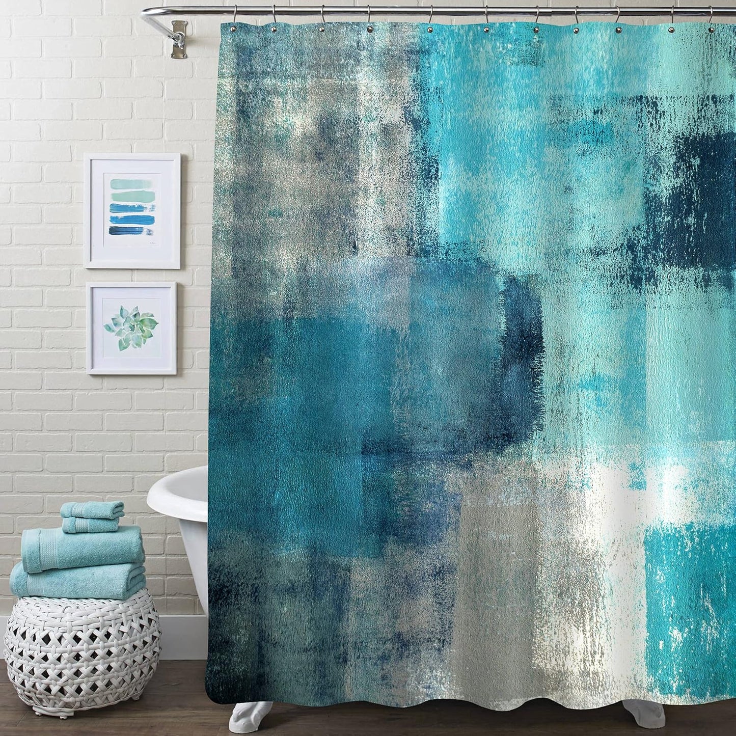 Vintage Grunge Style Teal Green Shower Curtain