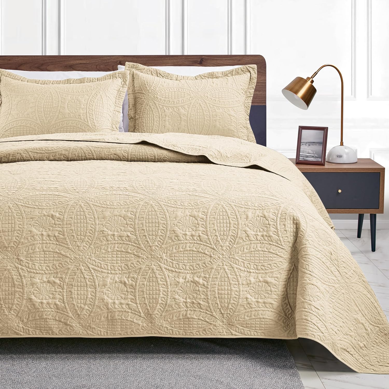 Love's cabin Twin Quilt Set Camel Bedspread for All Seasons