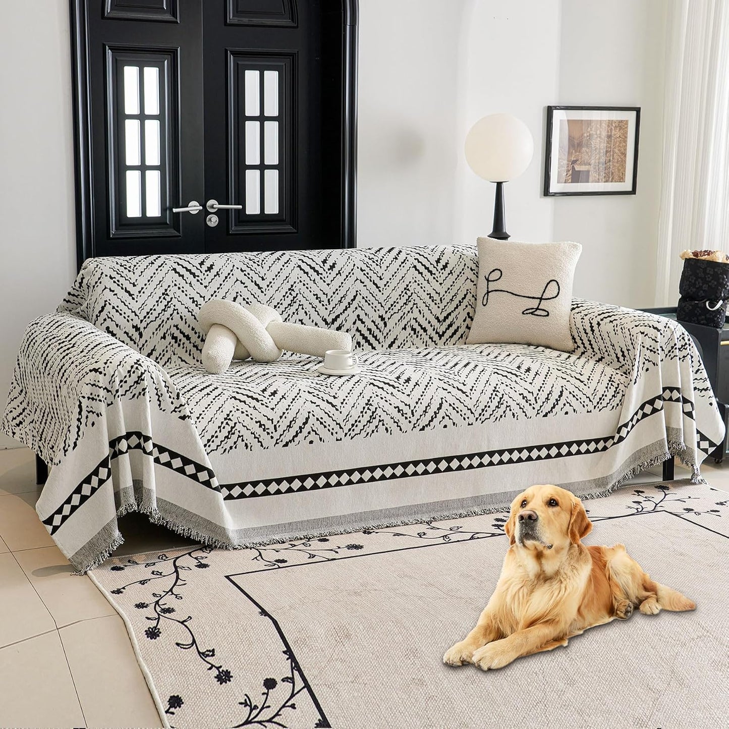 HAOMAIJIA Non Slip Couch Cover for 3 Cushion Sofa Protector