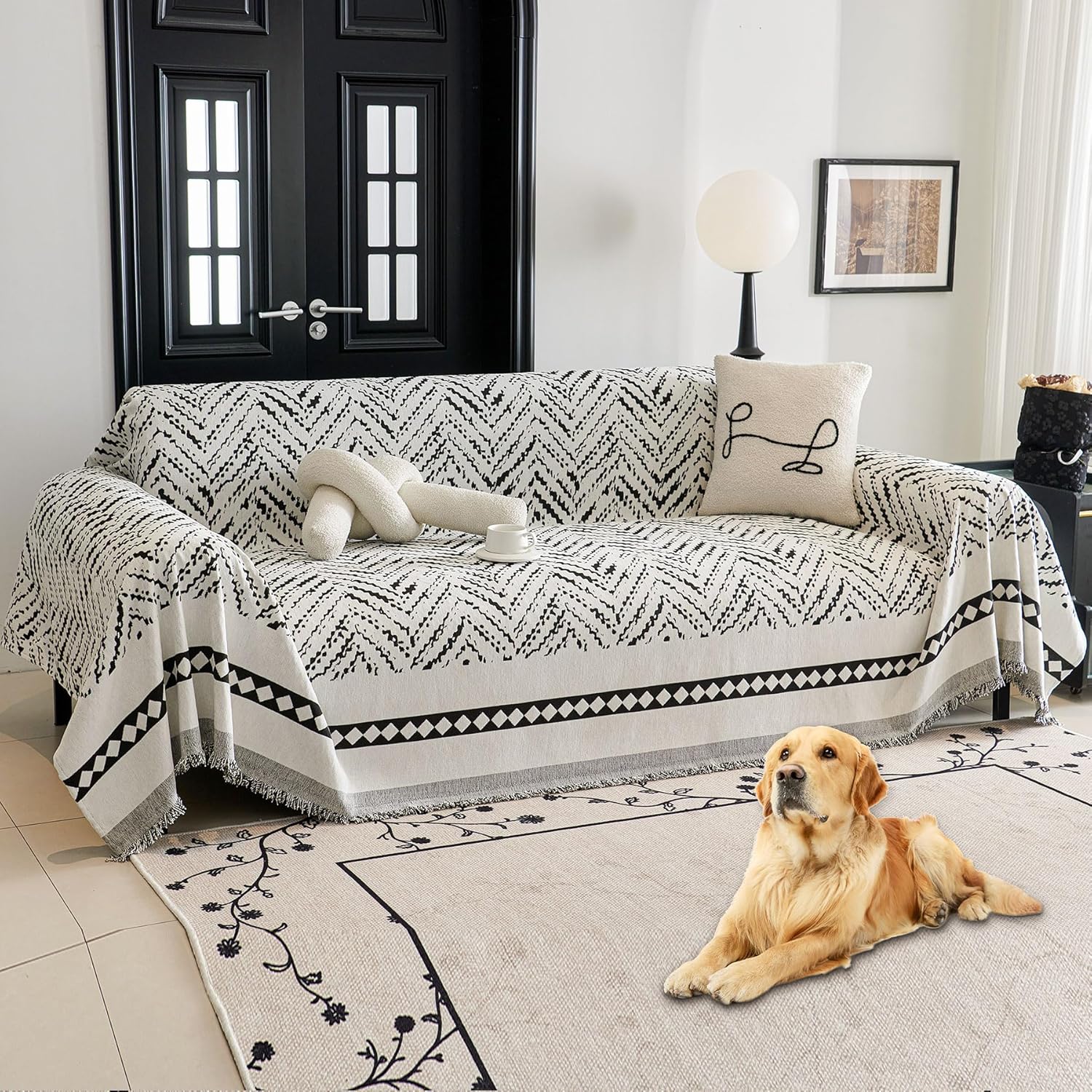 HAOMAIJIA Non Slip Couch Cover for 3 Cushion Sofa Protector