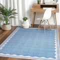 Scalloped Washable Rugs for Living Room, Soft Blue 6x9 Area Rug