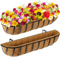 Tessco Planter 36in Metal Window Boxes with Coconut Liner - Pair