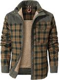 Men's Flannel Sherpa Lined Shirt Jacket - Warm Plaid Snap Shacket