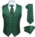 Paisley Floral Jacquard Men's Vest Tie Set - Formal Waistcoat Vests
