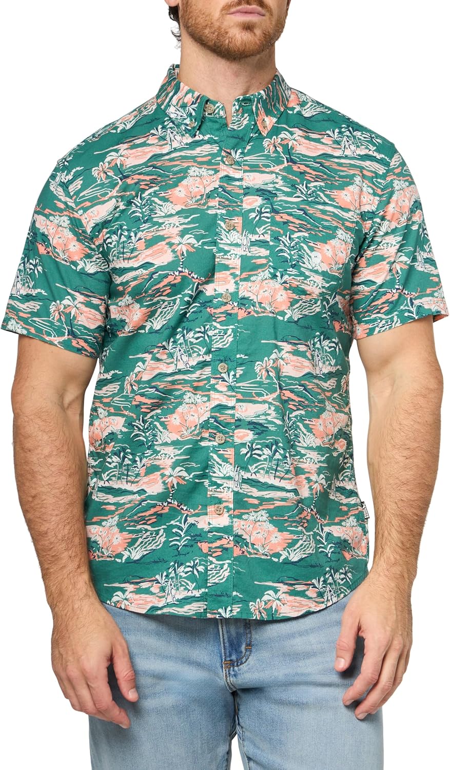 Eddie Bauer Mens Printed Baja Shirt - Classic Short-sleeve Style