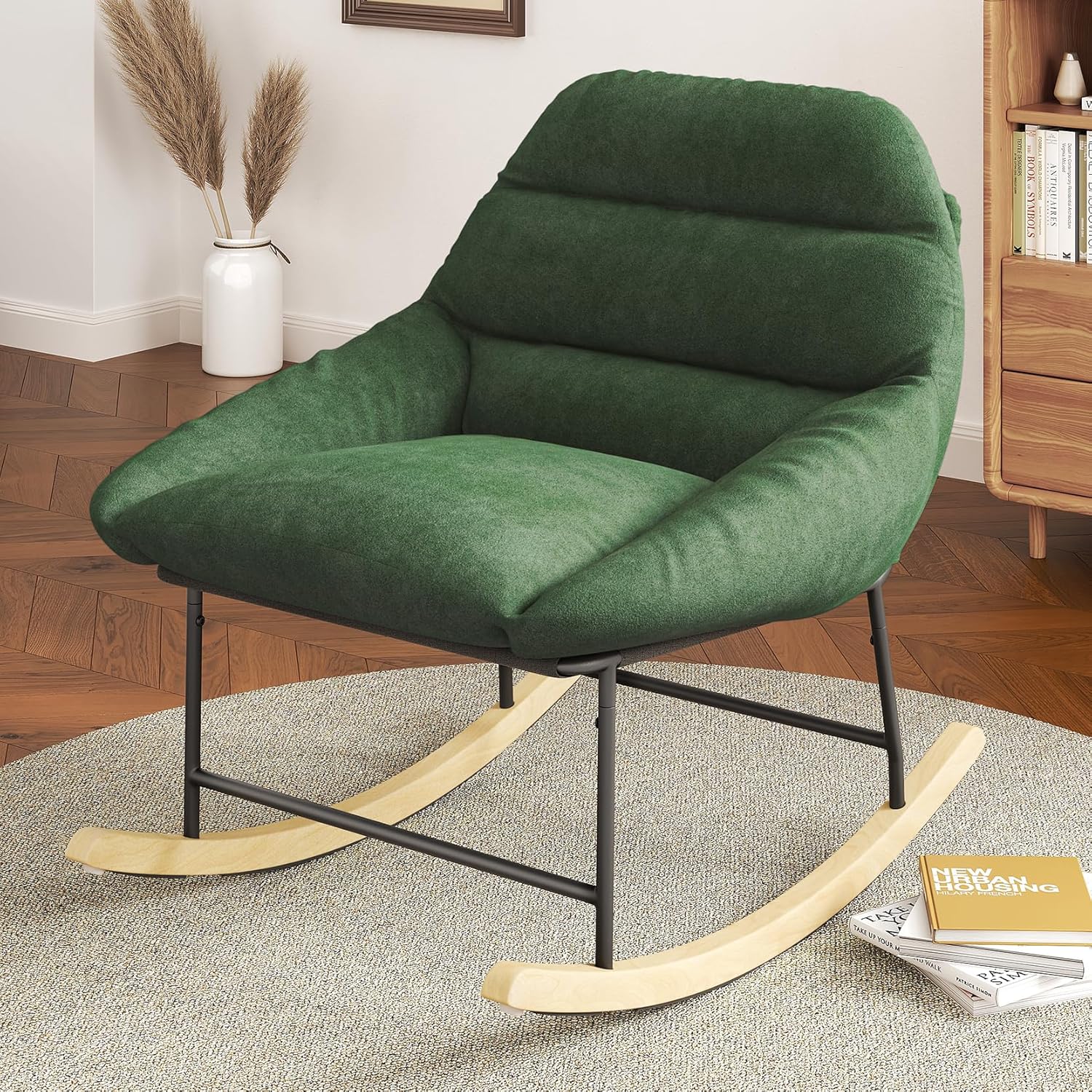 Vesgantti Outdoor Rocking Chair with Sherpa Fleece Upholstery