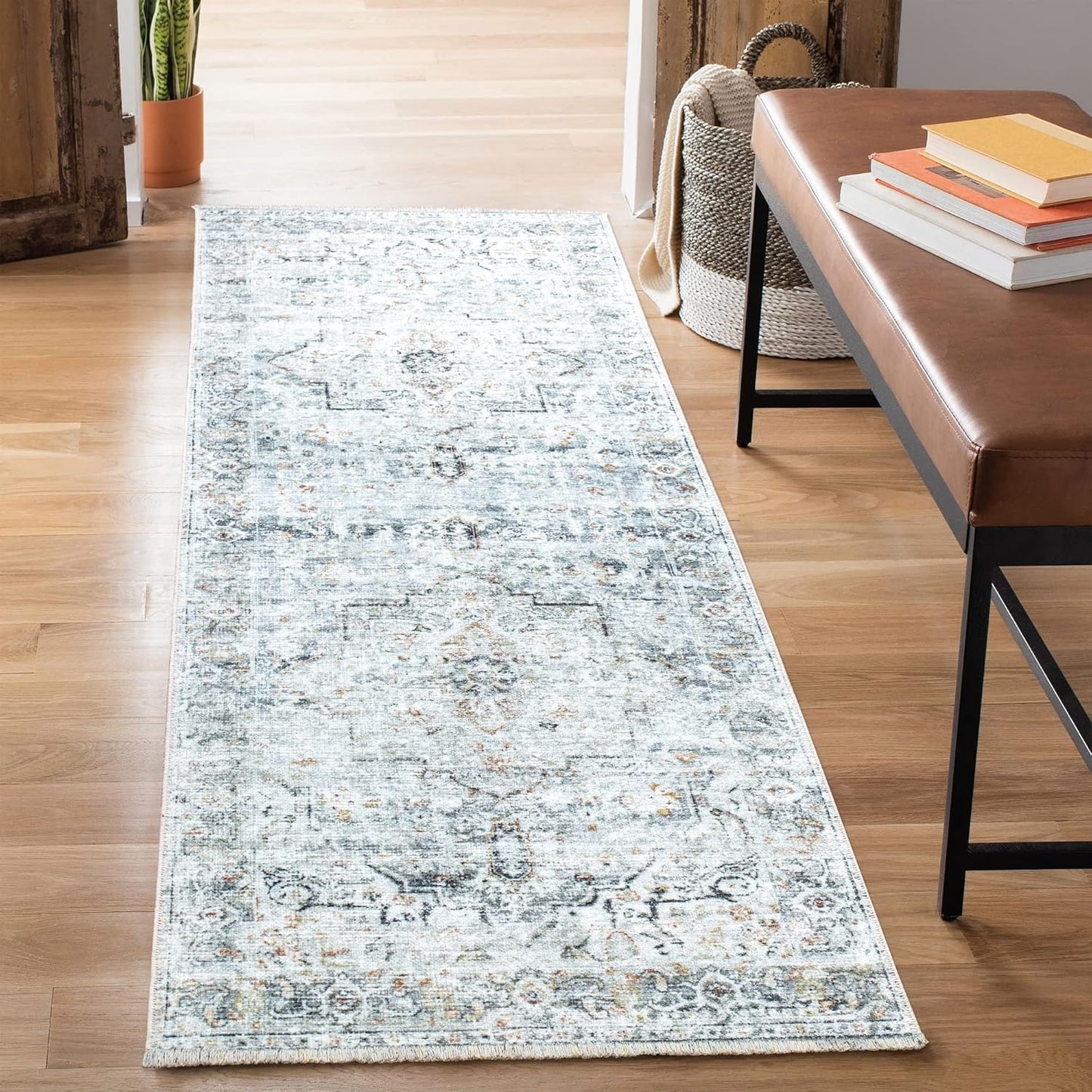 Caria Washable Non-Slip 7 ft Runner for Entryway and Hallway