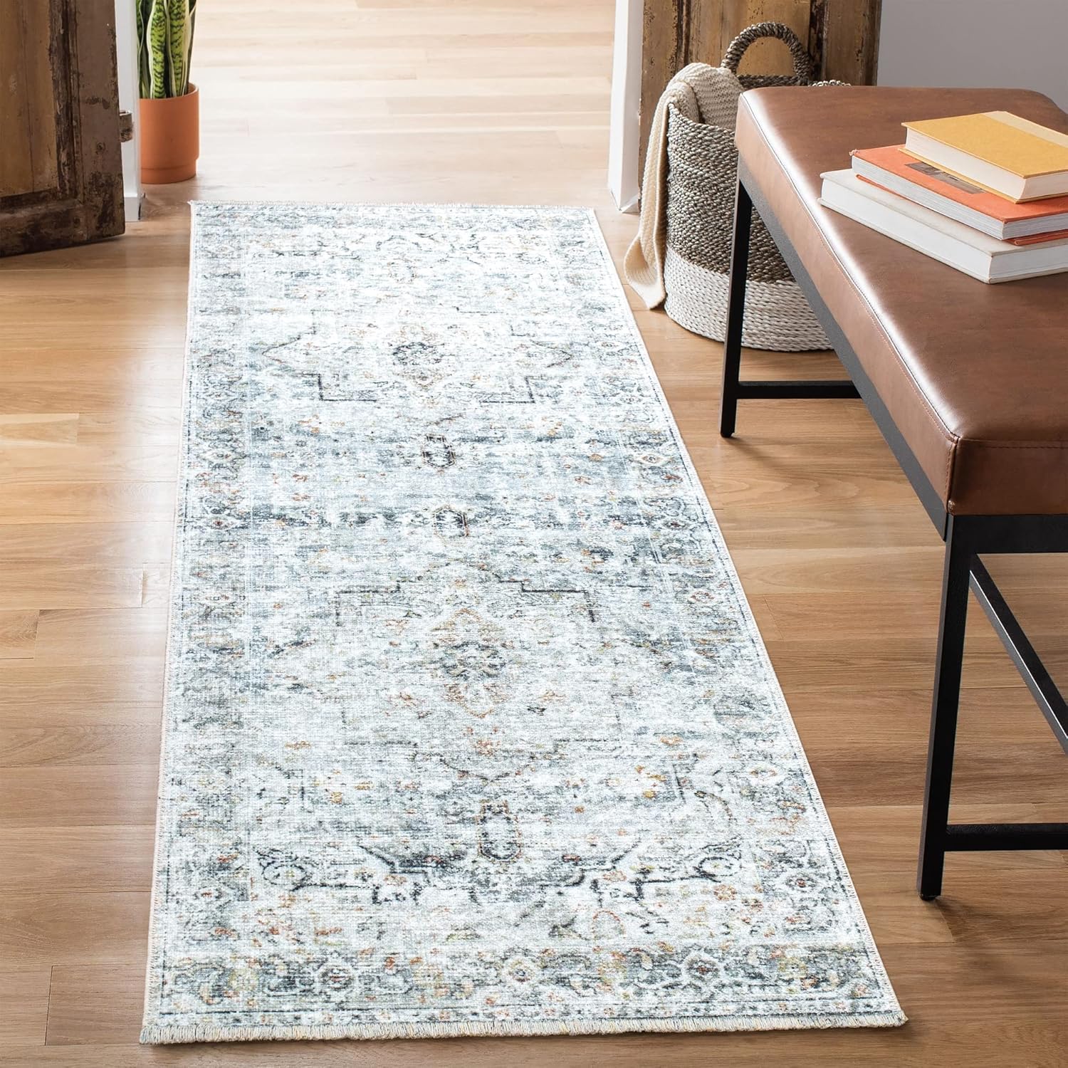 Caria Washable Non-Slip 7 ft Runner for Entryway and Hallway