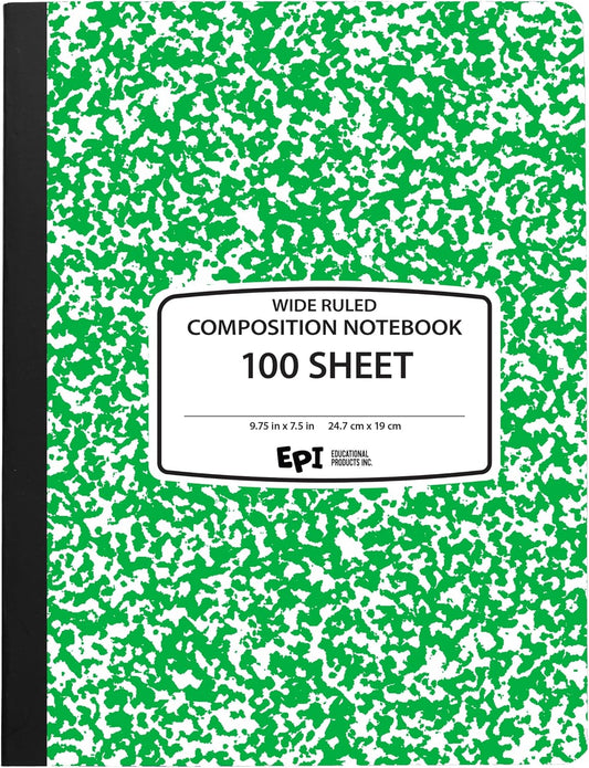 12-Pack Wide Ruled Marble Comp Notebook for Productive School & Office Notes