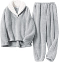 Hooever Women's Fluzzy Sherpa Fleece Pajamas Set - Cozy Winter Lounge