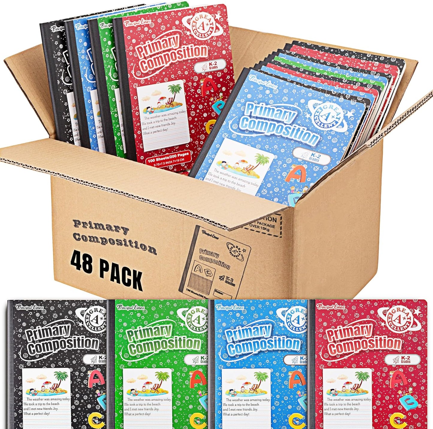 Primary Journal 48 Pack - Half Page Ruled - Ideal for Kids!