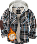 Comfortable Men's Winter Hoodie Jacket in Plaid Fleece Design