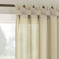 No. 918 Reman Twist Tab Linen Texture Semi-Sheer Curtain Pair - Taupe