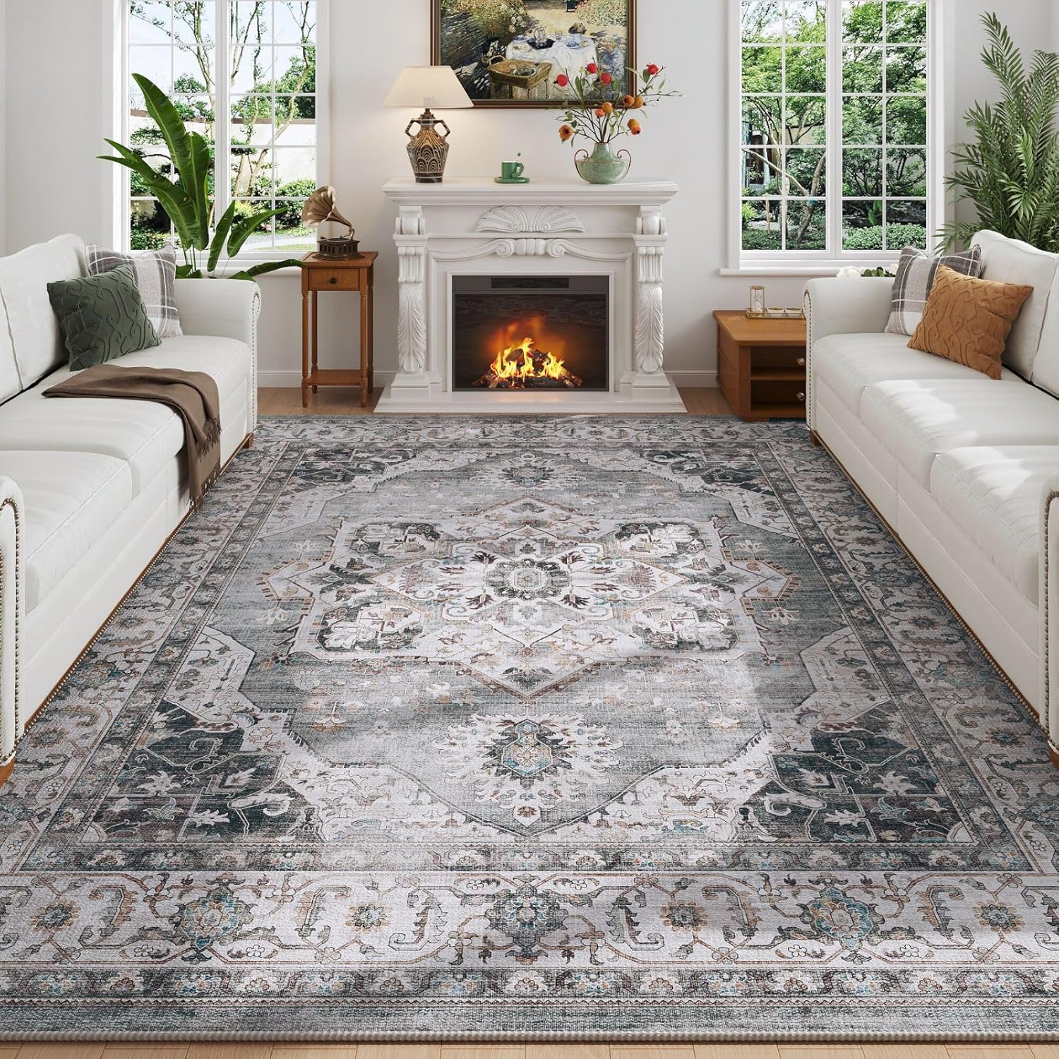 Rugcomf Vintage Medallion Rugs for Living Room - 8ftx10ft Size
