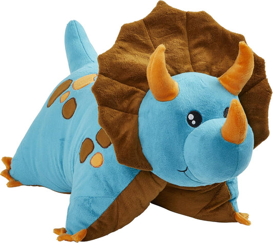 Pillow Pets Triceratops Blue Dinosaur 18in Plush Toy for Kids