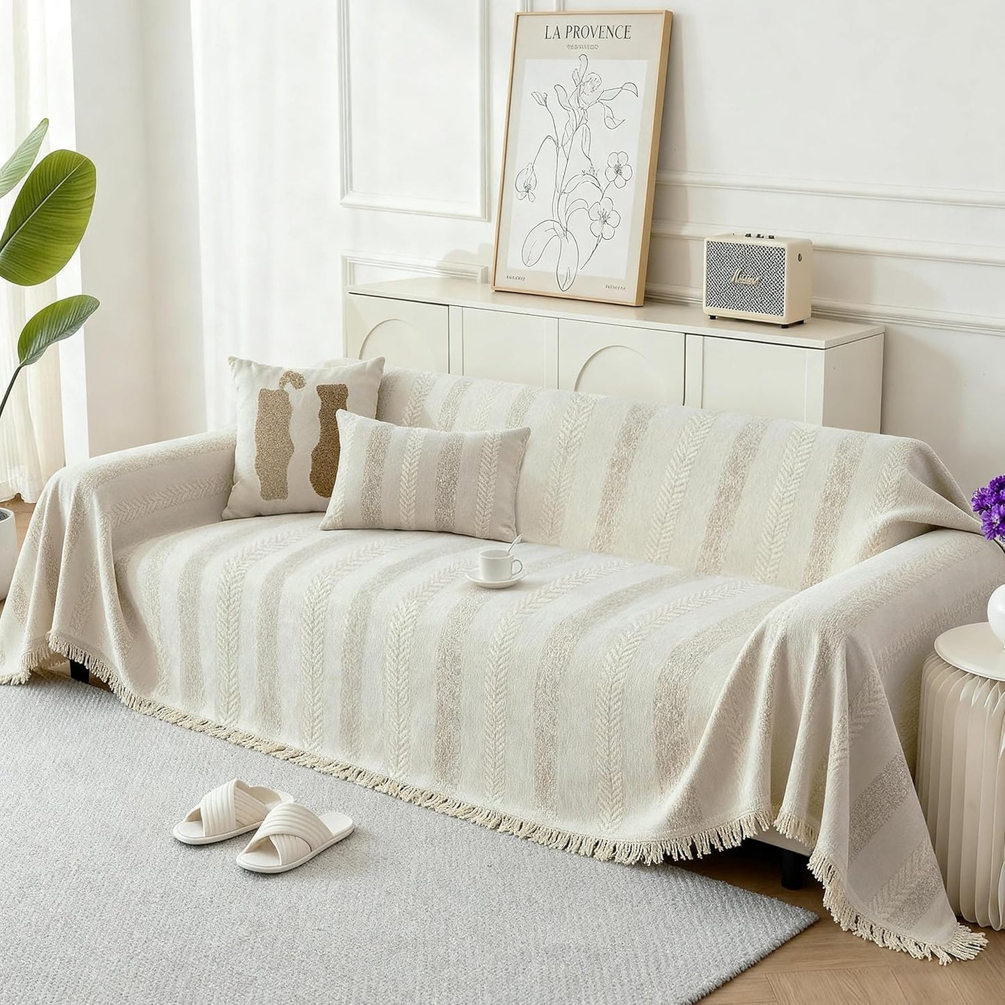 Luxurious Chenille Couch Cover for Dogs - Boho Style Slipcover