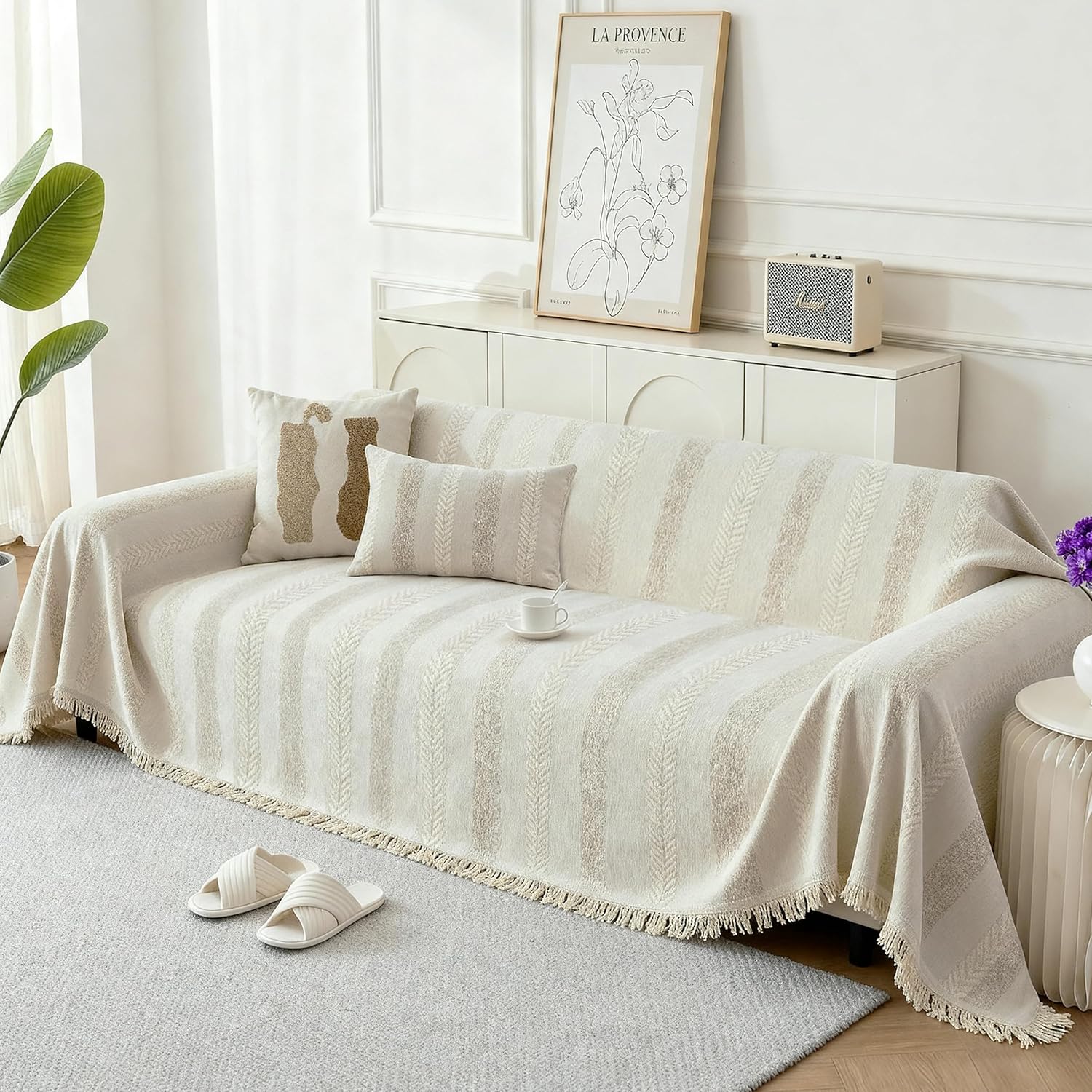 Luxurious Chenille Couch Cover for Dogs - Boho Style Slipcover