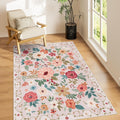 DUKINO 3x5 Area Rug Floral Low Pile Rug - Soft Washable Accent