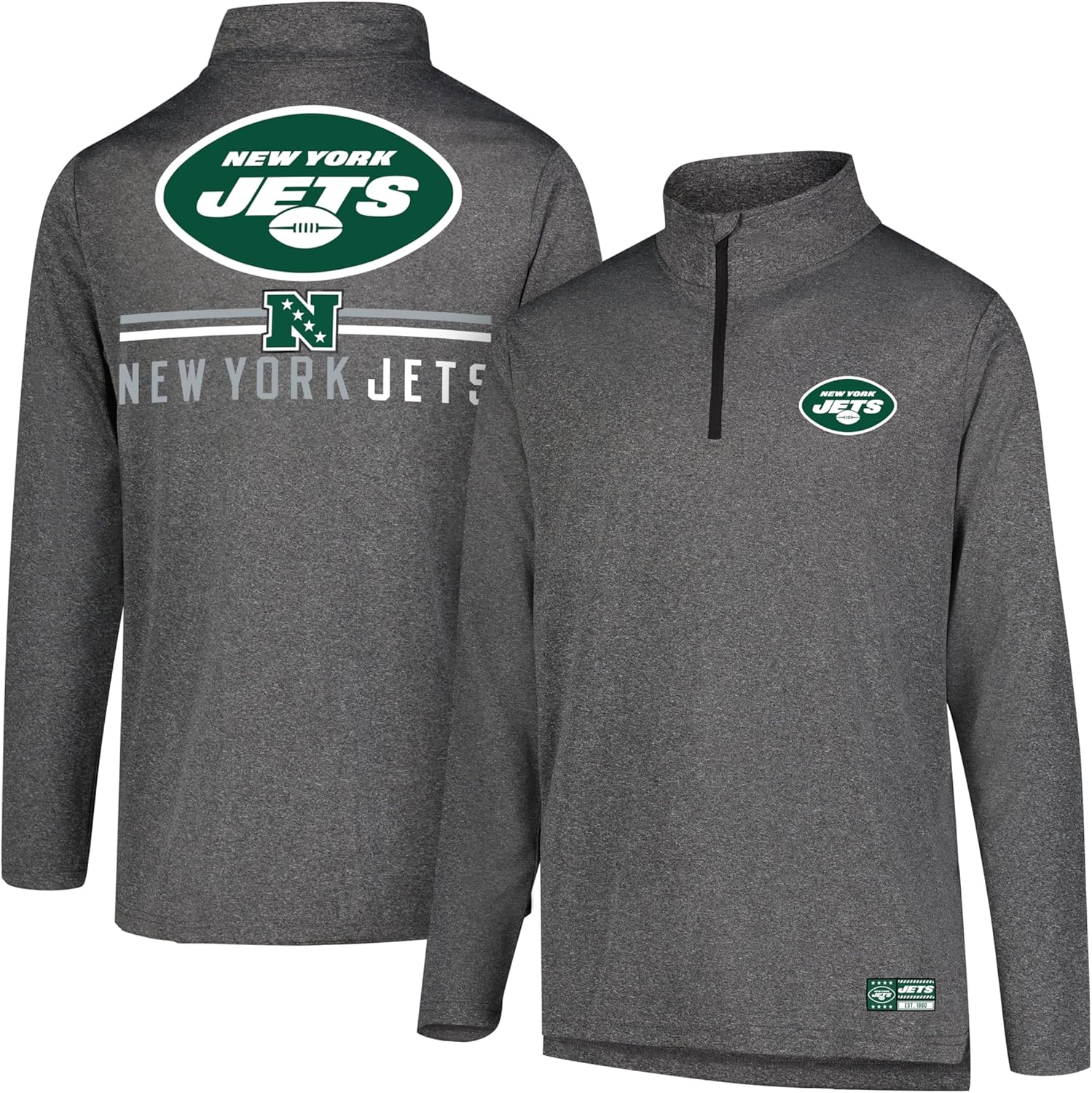 Ultra Game Men's NFL Official Super Soft Quarter Zip T-Shirt