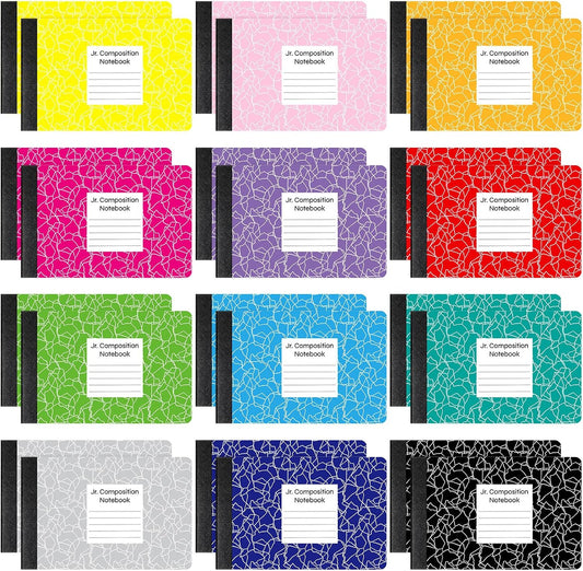 24 Pcs Jr. Composition Notebooks in Colorful Marble Designs