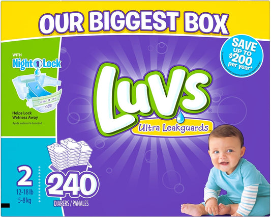 Luvs Size 2 Diapers 240 Count - Ultra Leakguards Protection