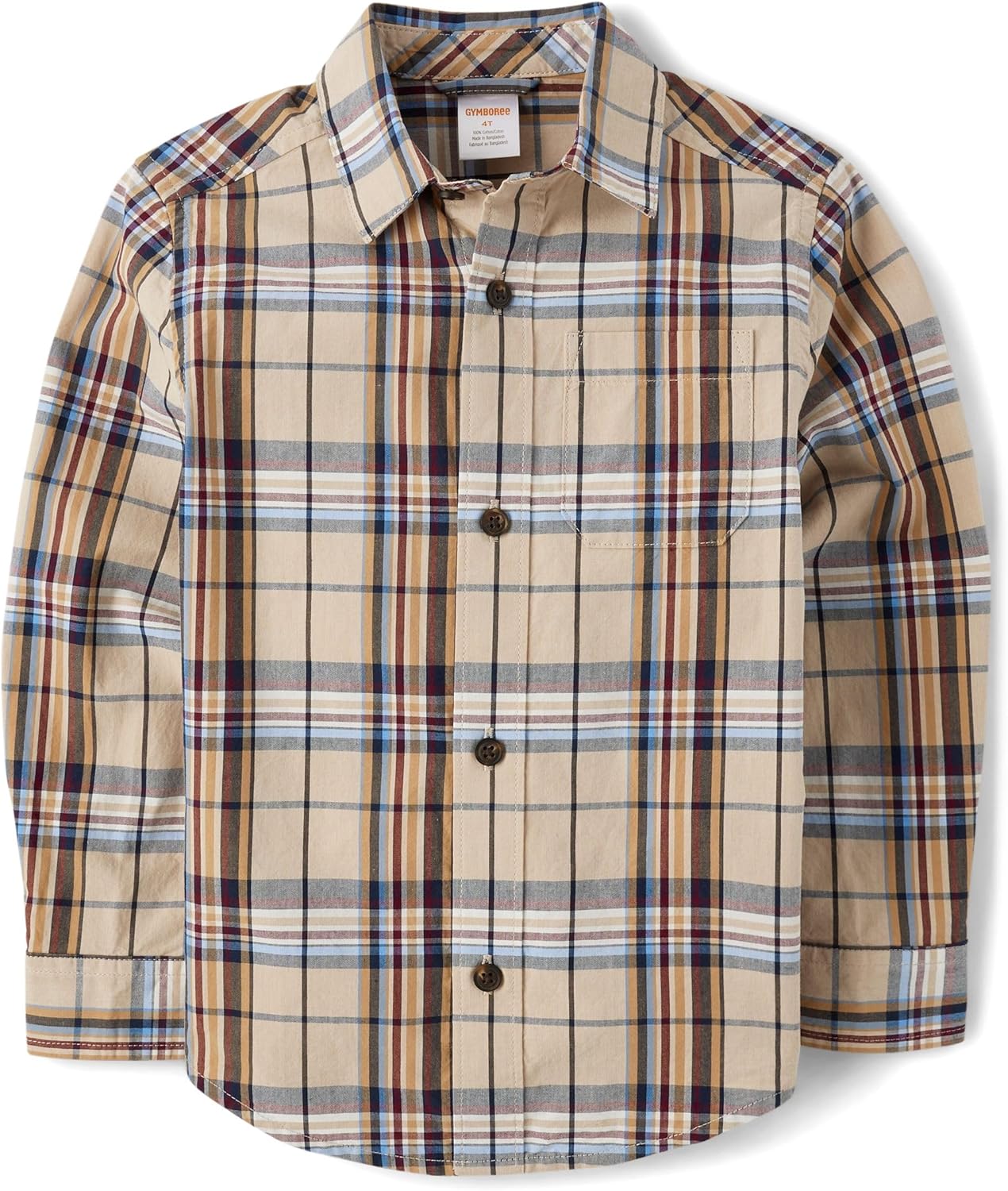 Gymboree Boys' Long Sleeve Plaid Button Up Shirt for Kids