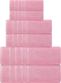 Bath Towels Set 6-Piece 100% Cotton Light Pink - Plush & Absorbent