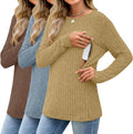 3 Pack Women's Nursing Long Sleeve Tops - Hidden Zipper