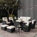 LayinSun 10-Piece Outdoor Patio Furniture Set with Fire Pit